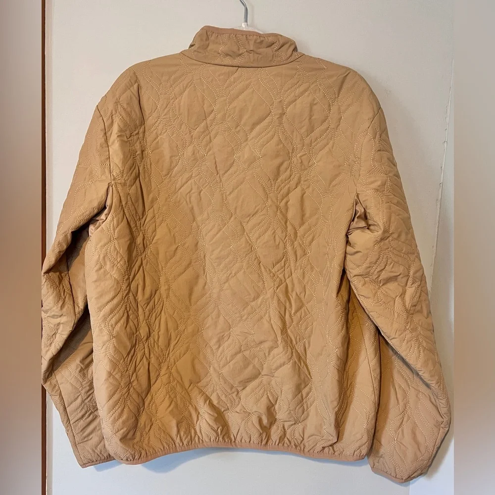 Fabletics Switch Loft Quilted Full Zip Reversible Jacket Tan‎ Brown Size Large